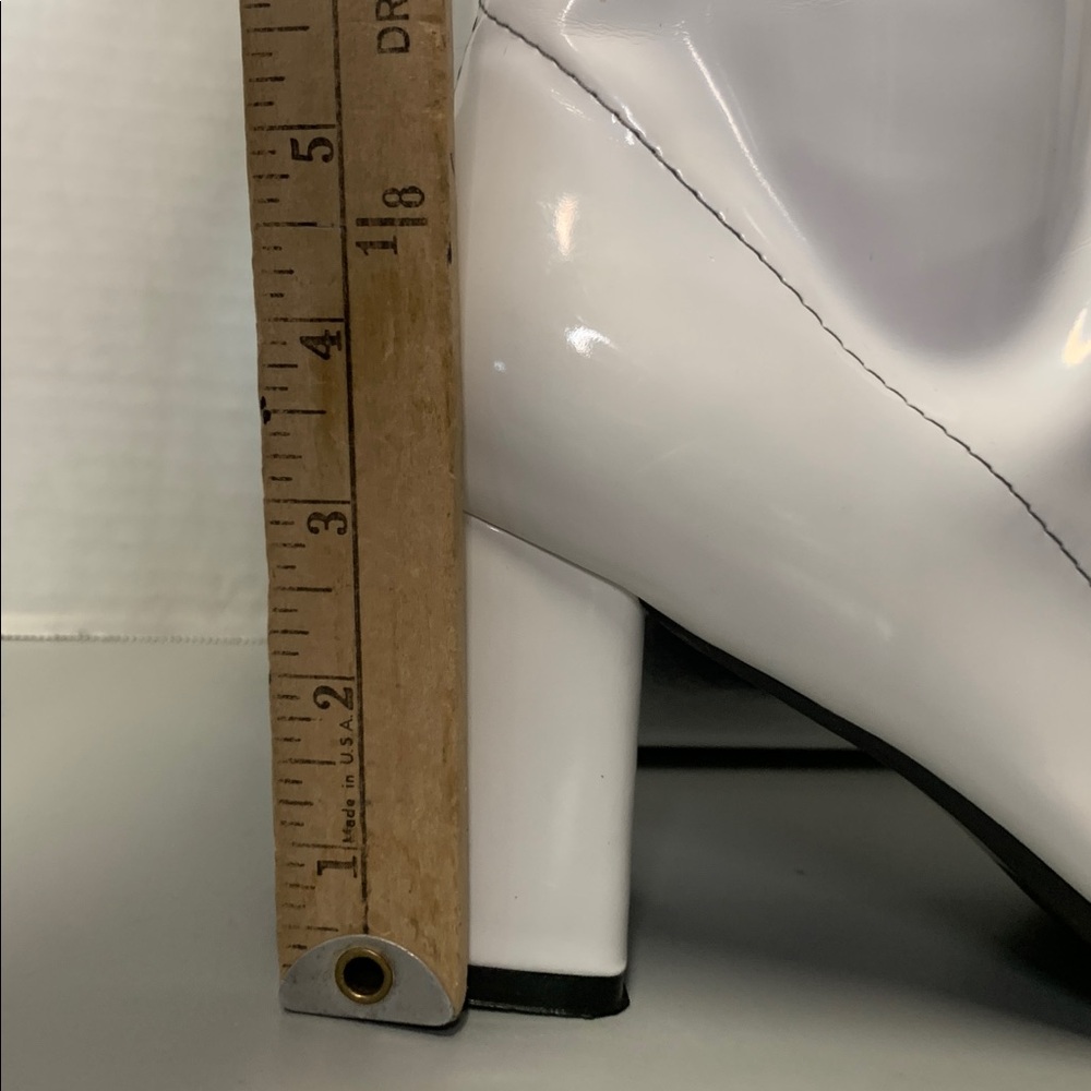 Ellie White Patent Mid-Calf Block Heel Boots with Ankle Strap Size 10 - Picture 12 of 17